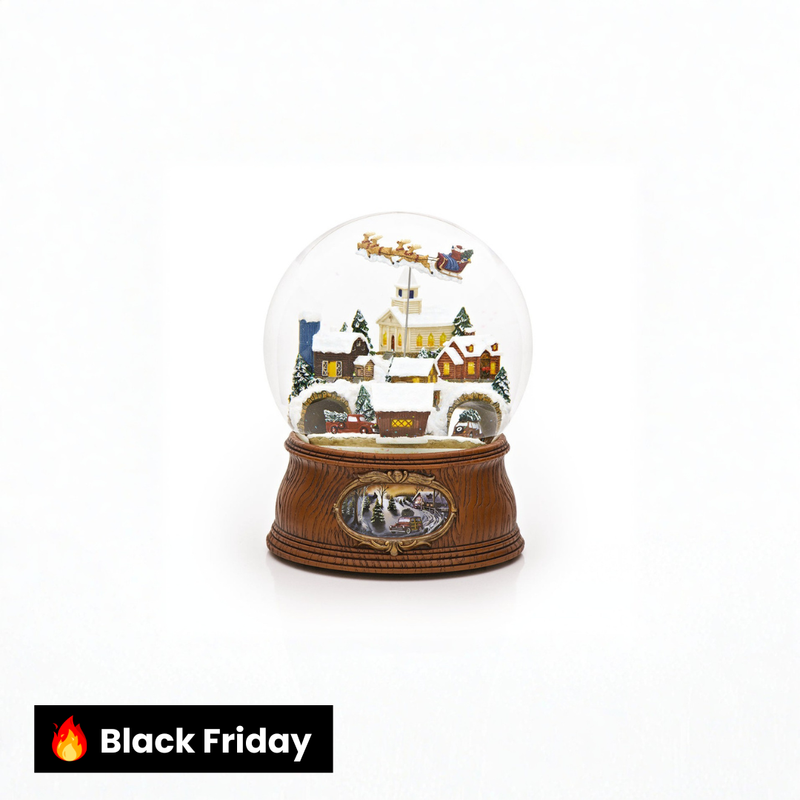 Vila de Natal com carros que dirigem MEGA Globo de Neve