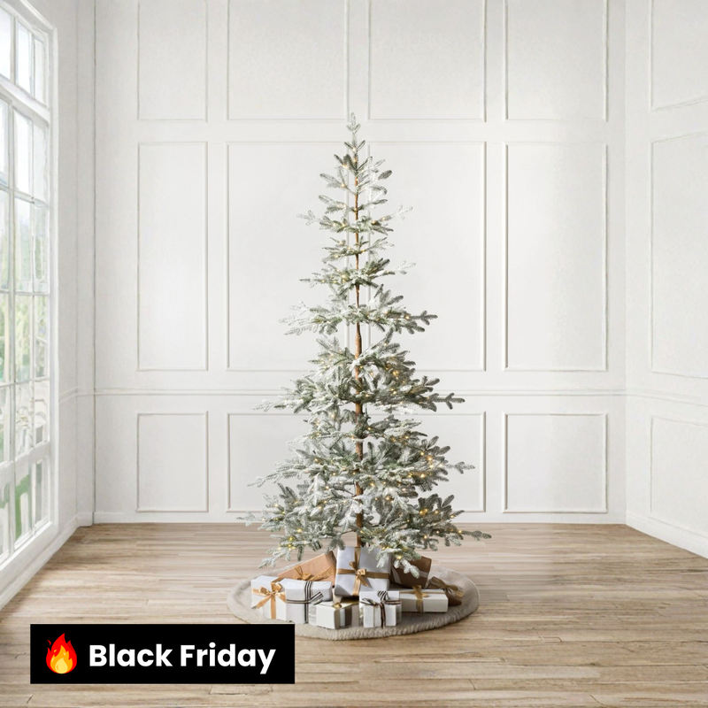 Árvore de Natal Nevada com Galhos Nevados, Suporte Metálico e Micro LEDs Embutidos