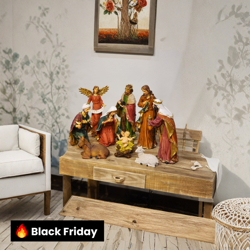 PRESÉPIO DE RESINA DE LUXO 9 PÇS Luxo