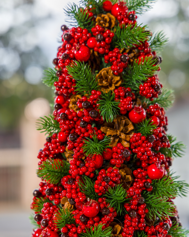 Arvore Natal Decorada Pinhas e Cerejas - 60cm