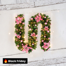 Festão de Natal com Kit led, bolas e flores