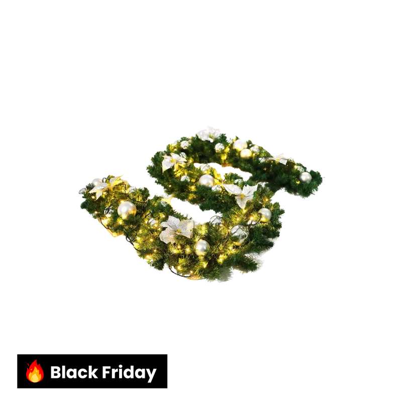 Festão de Natal com Kit led, bolas, enfeites