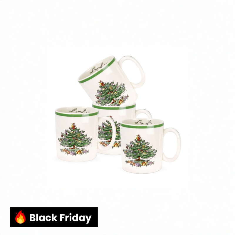 Kit Canecas Porcelanato Árvore de Natal – 4 Peças