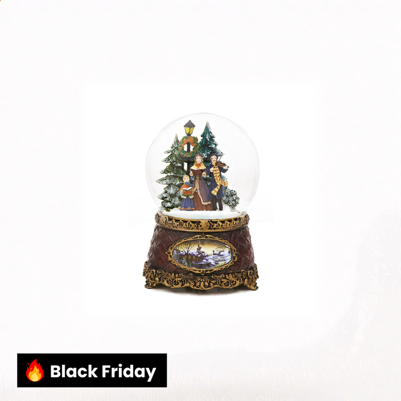 Cantores de canções de natal vitorianas em formato de globo de neve (musical)