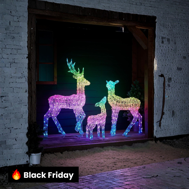 Conjunto de Renas Iluminadas com LED RGB Inteligente e Controle via Wi-Fi