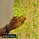 Cortina de Luzes Natalinas com Folhas – Encanto e Magia em Cada Detalhe