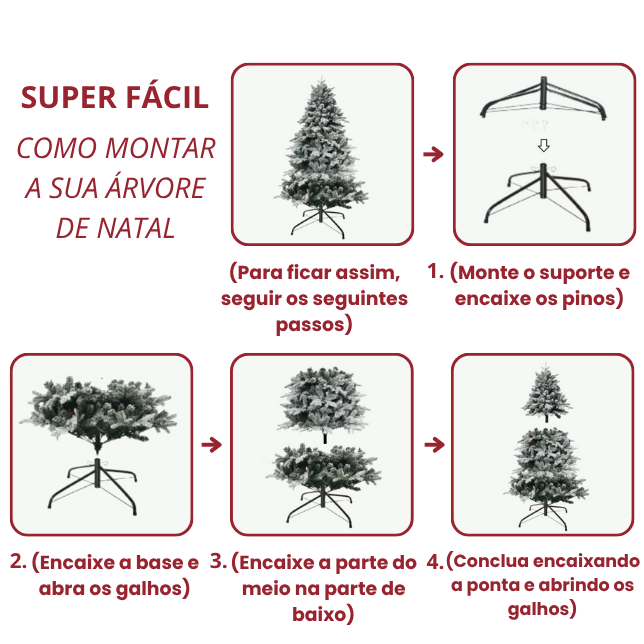Árvore de Natal Nevada 1,80m de Altura - 1.326 Galhos - Micro LED