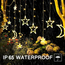 Luzes de Fada Estrela e Lua LED Solar - Encanto Natalino