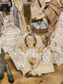 Presépio em Resina com Tecido Natural • 11 Peças • 40cm