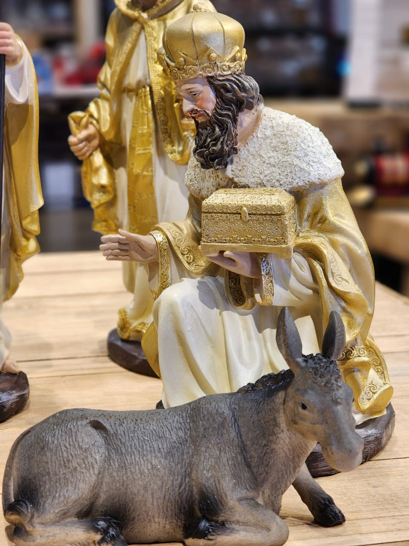 PRESÉPIO EM RESINA 11 PÇS DOURADO LUXO