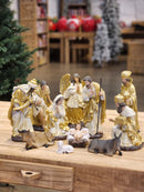 PRESÉPIO EM RESINA 11 PÇS DOURADO LUXO
